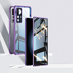 Luxury Aluminum Metal Frame Mirror Cover Case 360 Degrees P01 for Xiaomi Redmi K50 Ultra 5G Purple