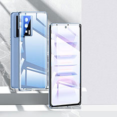 Luxury Aluminum Metal Frame Mirror Cover Case 360 Degrees P01 for Xiaomi Redmi K60 Pro 5G Blue