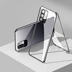 Luxury Aluminum Metal Frame Mirror Cover Case 360 Degrees P01 for Xiaomi Redmi Note 10 5G Black