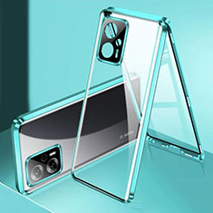 Luxury Aluminum Metal Frame Mirror Cover Case 360 Degrees P01 for Xiaomi Redmi Note 11T Pro+ Plus 5G Green