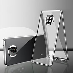 Luxury Aluminum Metal Frame Mirror Cover Case 360 Degrees P01 for Xiaomi Redmi Note 9T 5G Silver