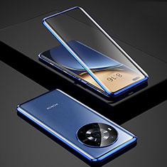 Luxury Aluminum Metal Frame Mirror Cover Case 360 Degrees P02 for Huawei Honor Magic3 5G Blue