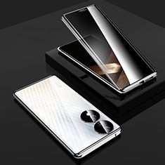 Luxury Aluminum Metal Frame Mirror Cover Case 360 Degrees P02 for Huawei Honor X7b Silver