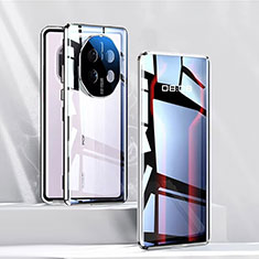 Luxury Aluminum Metal Frame Mirror Cover Case 360 Degrees P02 for Huawei Mate 50 RS Silver