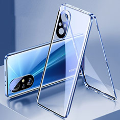 Luxury Aluminum Metal Frame Mirror Cover Case 360 Degrees P02 for Huawei Nova 9 SE Blue