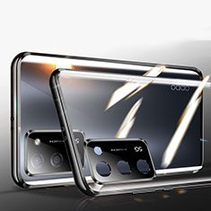 Luxury Aluminum Metal Frame Mirror Cover Case 360 Degrees P02 for Oppo A55 5G Black
