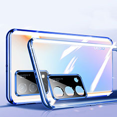 Luxury Aluminum Metal Frame Mirror Cover Case 360 Degrees P02 for Oppo K9 5G Blue