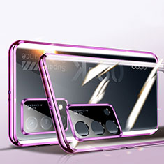 Luxury Aluminum Metal Frame Mirror Cover Case 360 Degrees P02 for Oppo K9 5G Purple