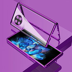 Luxury Aluminum Metal Frame Mirror Cover Case 360 Degrees P02 for Vivo X Note Purple