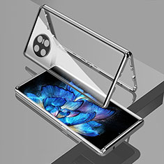 Luxury Aluminum Metal Frame Mirror Cover Case 360 Degrees P02 for Vivo X Note Silver