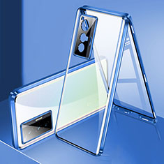 Luxury Aluminum Metal Frame Mirror Cover Case 360 Degrees P02 for Vivo X70 5G Blue