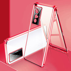 Luxury Aluminum Metal Frame Mirror Cover Case 360 Degrees P02 for Vivo X70 5G Red