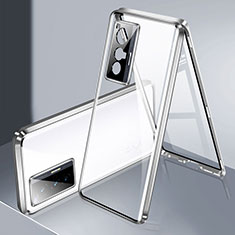 Luxury Aluminum Metal Frame Mirror Cover Case 360 Degrees P02 for Vivo X70t Silver