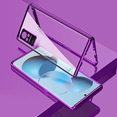 Luxury Aluminum Metal Frame Mirror Cover Case 360 Degrees P02 for Xiaomi Civi 1S 5G Purple