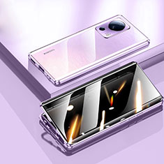 Luxury Aluminum Metal Frame Mirror Cover Case 360 Degrees P02 for Xiaomi Mi 12 Lite NE 5G Purple