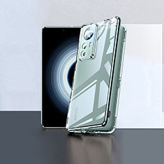Luxury Aluminum Metal Frame Mirror Cover Case 360 Degrees P02 for Xiaomi Mi 12T Pro 5G Green