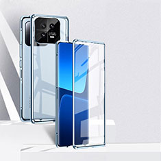 Luxury Aluminum Metal Frame Mirror Cover Case 360 Degrees P02 for Xiaomi Mi 13 5G Blue
