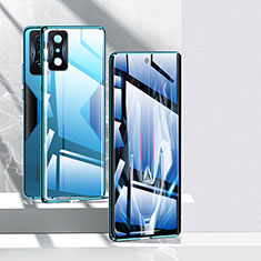 Luxury Aluminum Metal Frame Mirror Cover Case 360 Degrees P02 for Xiaomi Poco F4 GT 5G Blue