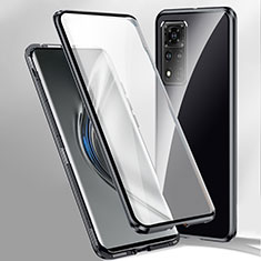 Luxury Aluminum Metal Frame Mirror Cover Case 360 Degrees P02 for Xiaomi Poco X4 NFC Black