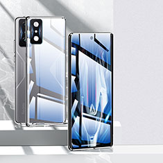 Luxury Aluminum Metal Frame Mirror Cover Case 360 Degrees P02 for Xiaomi Redmi K50 Gaming 5G Silver