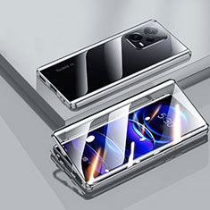 Luxury Aluminum Metal Frame Mirror Cover Case 360 Degrees P02 for Xiaomi Redmi Note 12 Explorer Black