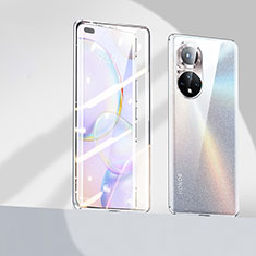 Luxury Aluminum Metal Frame Mirror Cover Case 360 Degrees P03 for Huawei Honor 50 Pro 5G Silver