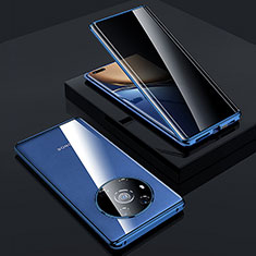 Luxury Aluminum Metal Frame Mirror Cover Case 360 Degrees P03 for Huawei Honor Magic3 5G Blue