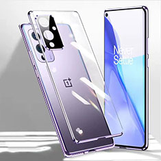 Luxury Aluminum Metal Frame Mirror Cover Case 360 Degrees P03 for OnePlus 9 5G Purple