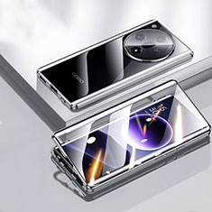 Luxury Aluminum Metal Frame Mirror Cover Case 360 Degrees P03 for Oppo Find X7 Ultra 5G Black