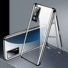 Luxury Aluminum Metal Frame Mirror Cover Case 360 Degrees P03 for Vivo iQOO 7 India 5G Black