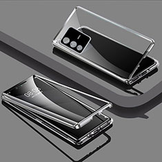 Luxury Aluminum Metal Frame Mirror Cover Case 360 Degrees P03 for Vivo V23 5G Silver