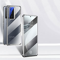 Luxury Aluminum Metal Frame Mirror Cover Case 360 Degrees P03 for Vivo X70t Black