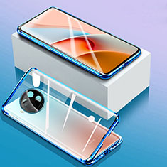 Luxury Aluminum Metal Frame Mirror Cover Case 360 Degrees P03 for Xiaomi Mi 10i 5G Blue