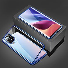 Luxury Aluminum Metal Frame Mirror Cover Case 360 Degrees P03 for Xiaomi Mi 11i 5G Blue