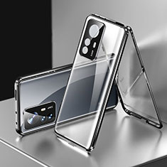 Luxury Aluminum Metal Frame Mirror Cover Case 360 Degrees P03 for Xiaomi Mi 12T 5G Black