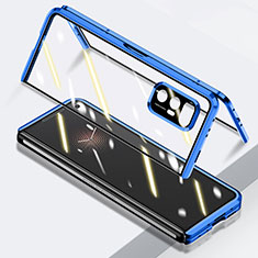 Luxury Aluminum Metal Frame Mirror Cover Case 360 Degrees P03 for Xiaomi Mix Fold 5G Blue