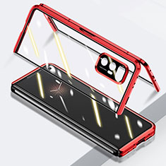 Luxury Aluminum Metal Frame Mirror Cover Case 360 Degrees P03 for Xiaomi Mix Fold 5G Red