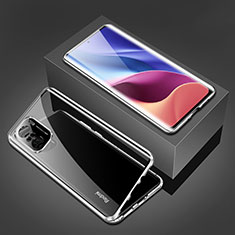 Luxury Aluminum Metal Frame Mirror Cover Case 360 Degrees P03 for Xiaomi Redmi K40 5G Silver