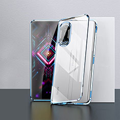 Luxury Aluminum Metal Frame Mirror Cover Case 360 Degrees P03 for Xiaomi Redmi K40 Gaming 5G Blue