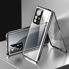 Luxury Aluminum Metal Frame Mirror Cover Case 360 Degrees P03 for Xiaomi Redmi K50 Ultra 5G Black