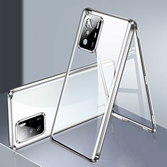 Luxury Aluminum Metal Frame Mirror Cover Case 360 Degrees P03 for Xiaomi Redmi Note 10 Pro 5G Silver