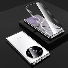 Luxury Aluminum Metal Frame Mirror Cover Case 360 Degrees P05 for Huawei Honor Magic4 5G Silver