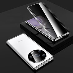 Luxury Aluminum Metal Frame Mirror Cover Case 360 Degrees P06 for Huawei Honor Magic4 5G Silver