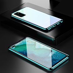 Luxury Aluminum Metal Frame Mirror Cover Case 360 Degrees T01 for Huawei Honor V30 Pro 5G Cyan