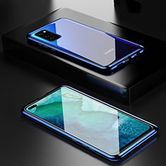 Luxury Aluminum Metal Frame Mirror Cover Case 360 Degrees T01 for Huawei Honor View 30 Pro 5G Blue