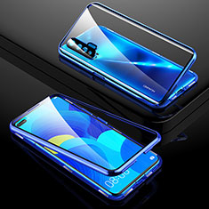 Luxury Aluminum Metal Frame Mirror Cover Case 360 Degrees T01 for Huawei Nova 6 5G Blue