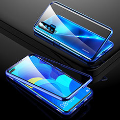 Luxury Aluminum Metal Frame Mirror Cover Case 360 Degrees T01 for Huawei Nova 6 Blue