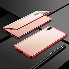 Luxury Aluminum Metal Frame Mirror Cover Case 360 Degrees T01 for Huawei P20 Red