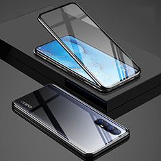 Luxury Aluminum Metal Frame Mirror Cover Case 360 Degrees T01 for Oppo Reno3 Pro Black