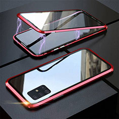 Luxury Aluminum Metal Frame Mirror Cover Case 360 Degrees T01 for Samsung Galaxy A51 5G Red